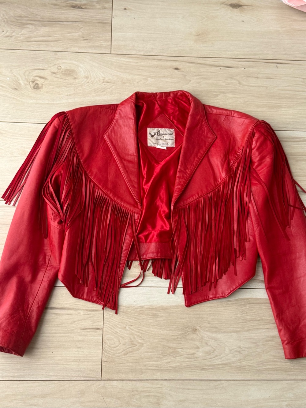 Red Fringe Leather Jacket - Women